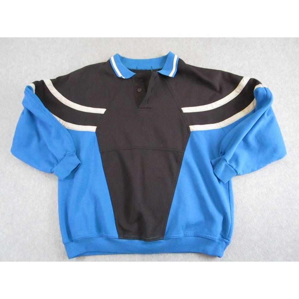 Vintage Rugby Sweater Mens Medium Blue Black Carolina Colorblock Retro Cropped